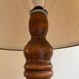 Turned wood floor lamp
