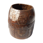 Pot to measure Kerala teak antique brass