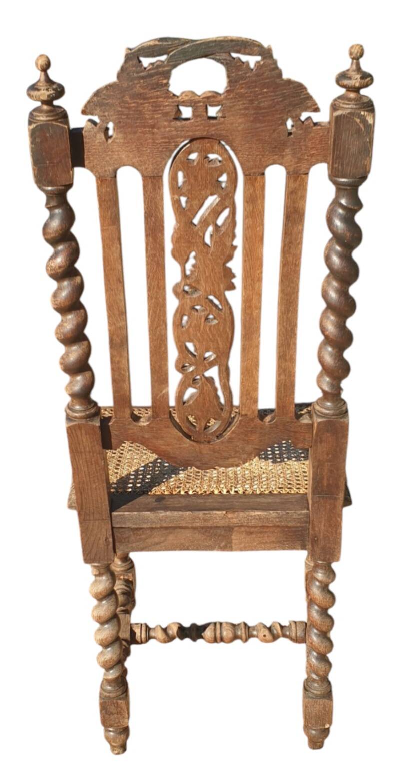 Set of 4 natural wood chairs, Henri II style