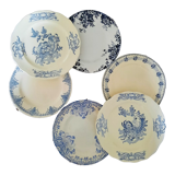 Assiettes plates anciennes dépareillées en faïence terre de fer