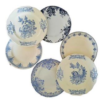 Old flat plates mismatched in earthenware