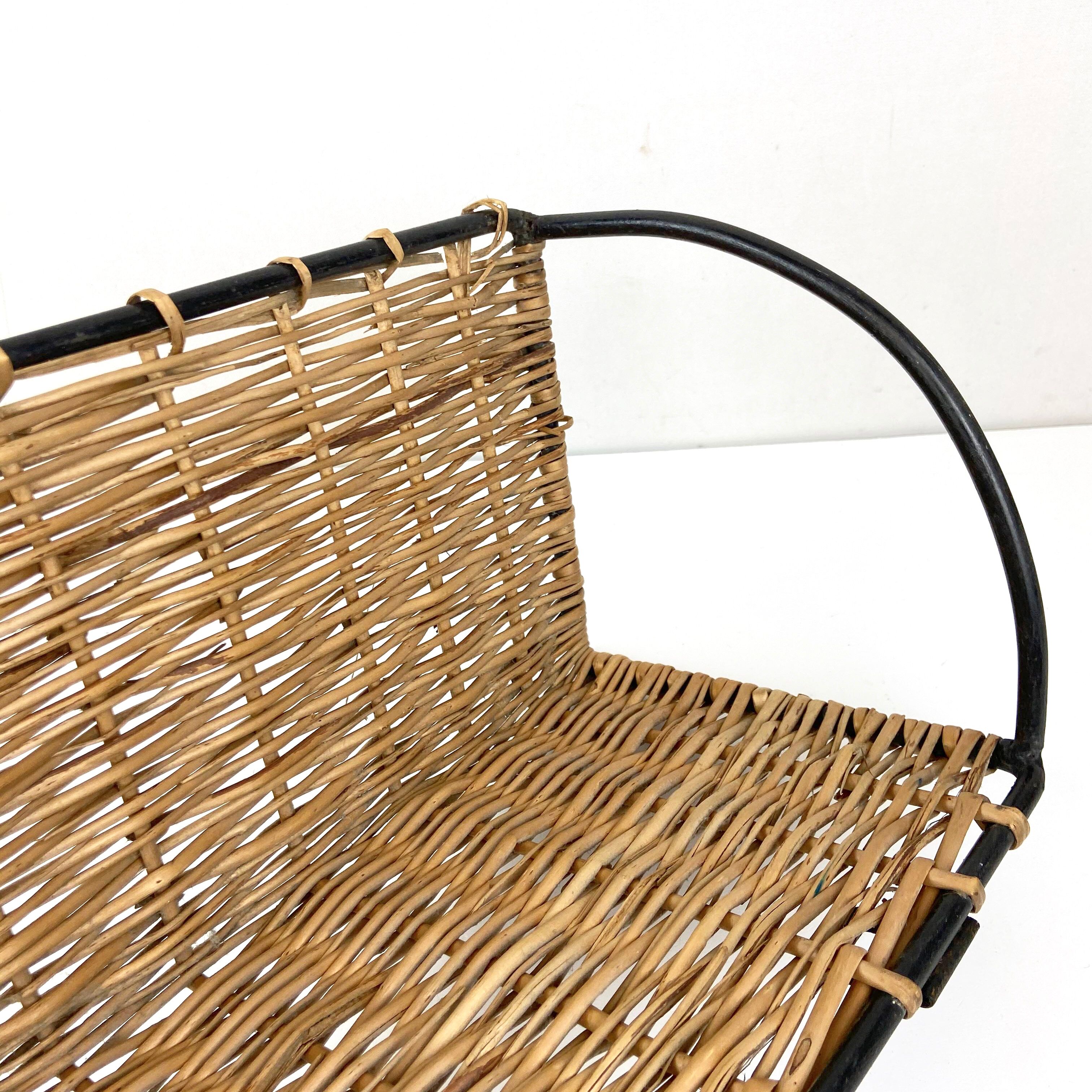 2 Old metal and wicker wall shelf 50s