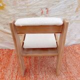Brutalist chair in wood and boucle
