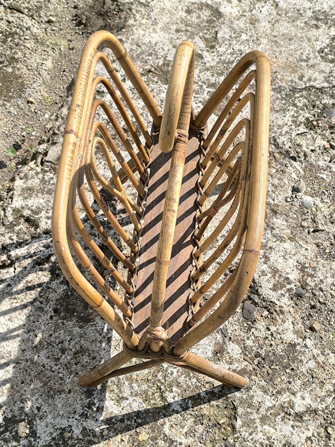 Vintage wicker and rattan magazine rack