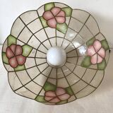 Vintage mother-of-pearl and brass flower pendant light