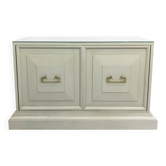 Neoclassical Duck Egg Cabinet Sideboard On Plinth 1970s USA Blue Brass Chinoiserie Retro Vintage