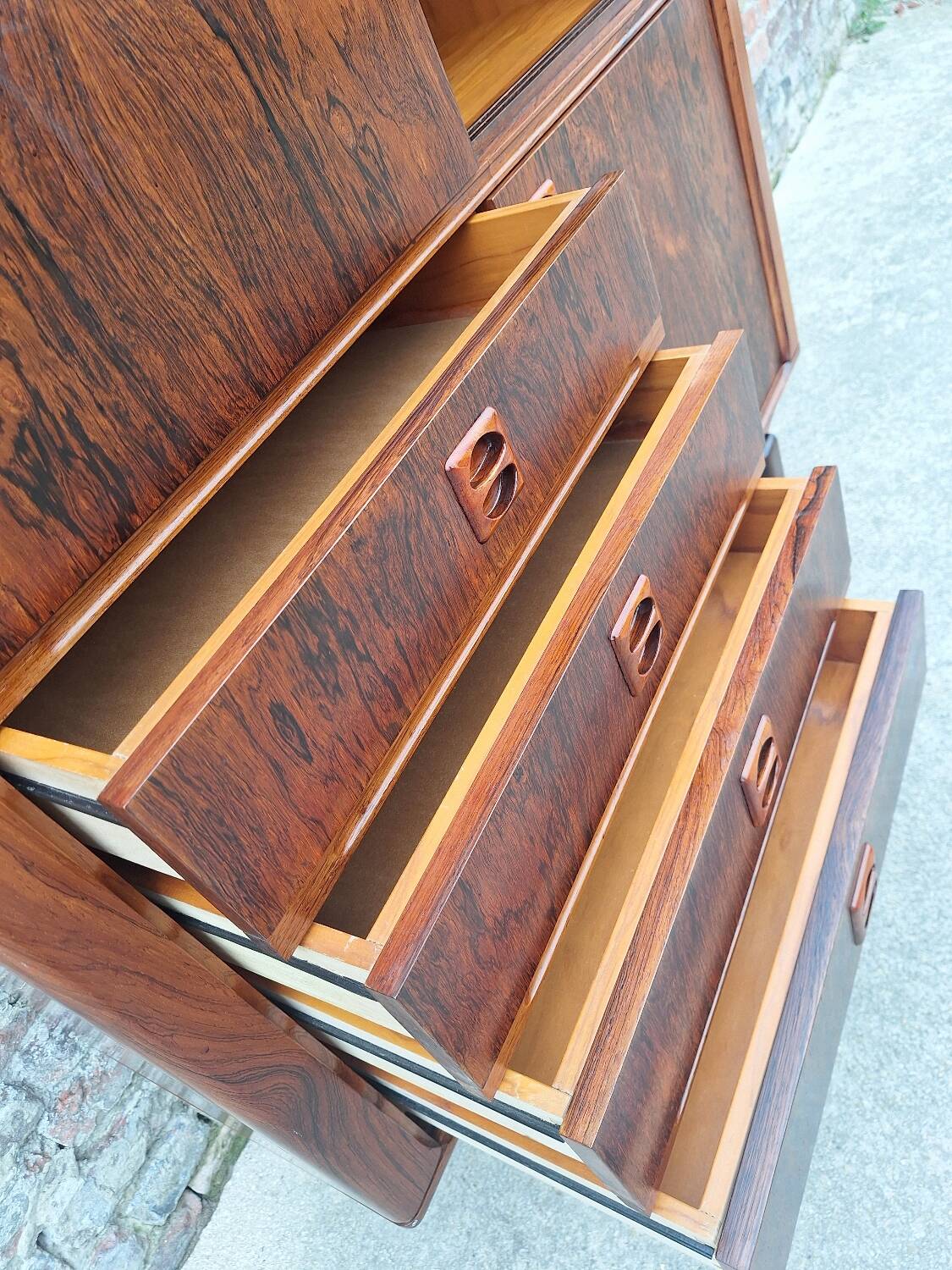 Vintage rosewood sideboard, antique secretary furniture, bookcase