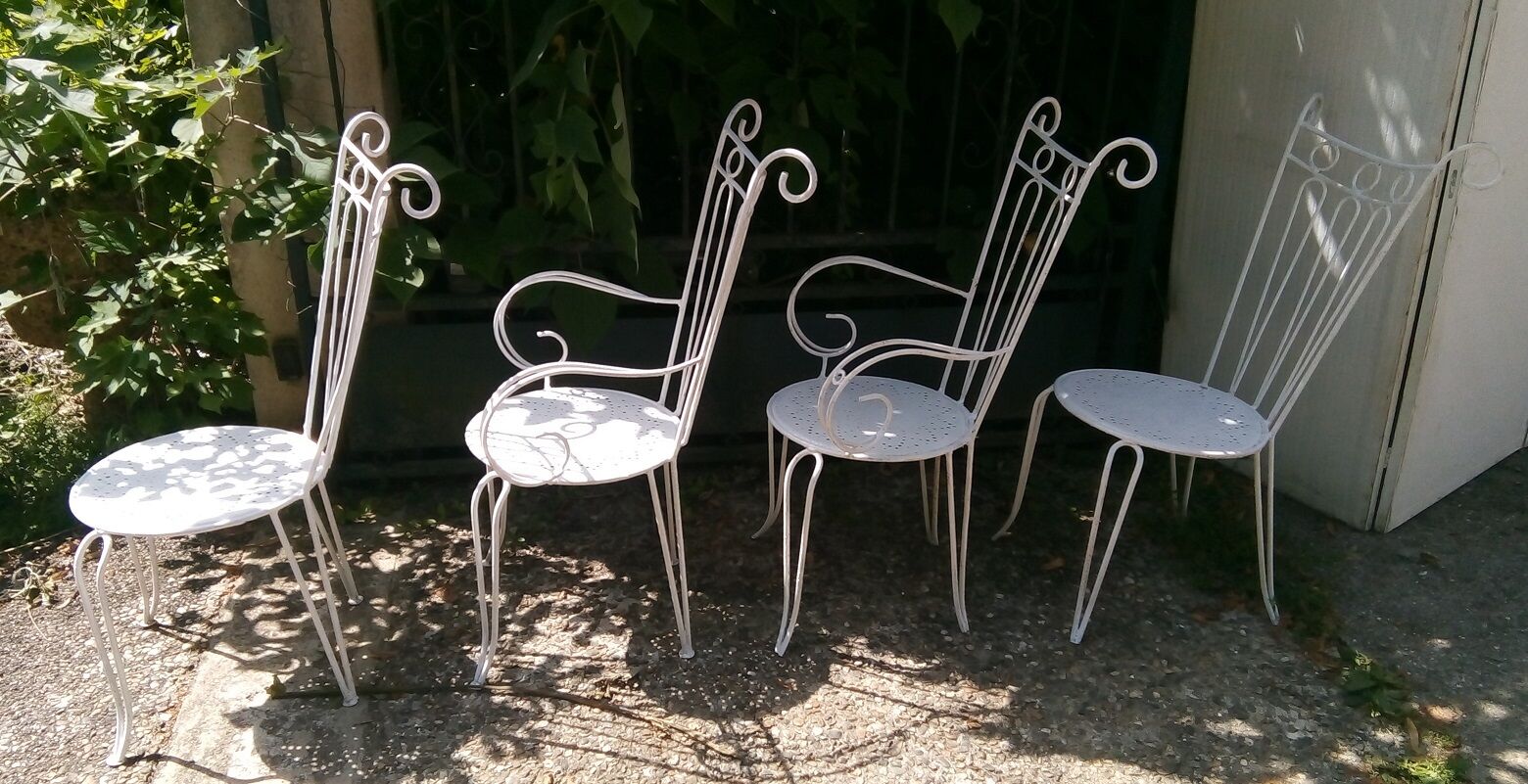 Set of 4 armchairs of garden furniture large files 40s