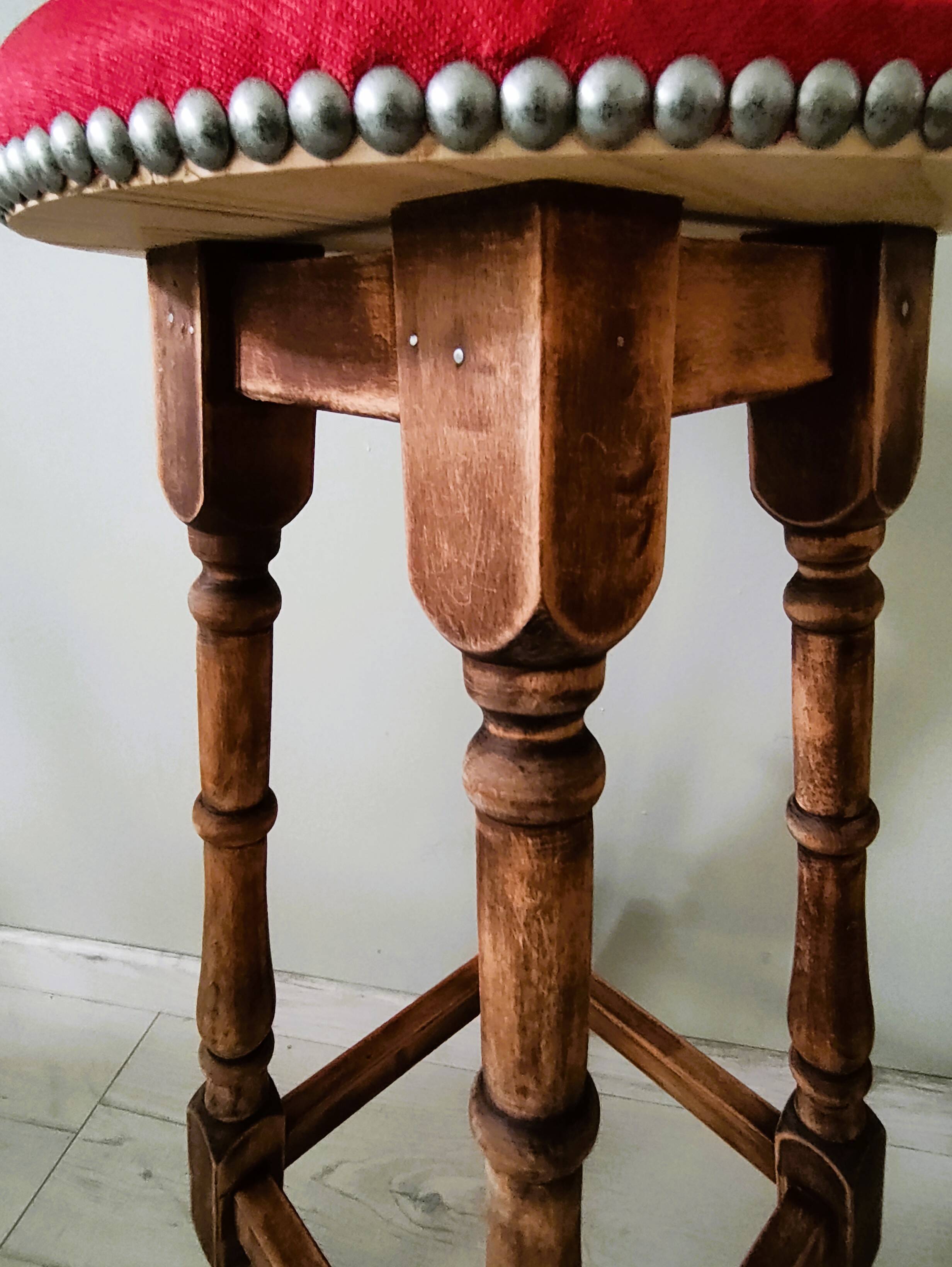 Pair of antique high stools in solid wood