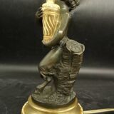 Clodion faun lamp, Louis XVI style, early 1900s - gilded and patinated bronze