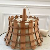 Scandinavian pendant light in wool and teak design 1970