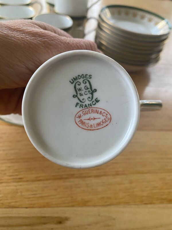 Service à café 11 tasses 12 sous tasses manufacture w. guerin et cie, paris