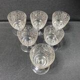 6 stamped Baccarat Lulli wine glasses