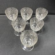 6 stamped Baccarat Lulli wine glasses