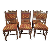 Suite de six chaises en chêne sculpté, de style Renaissance, XIXeme.