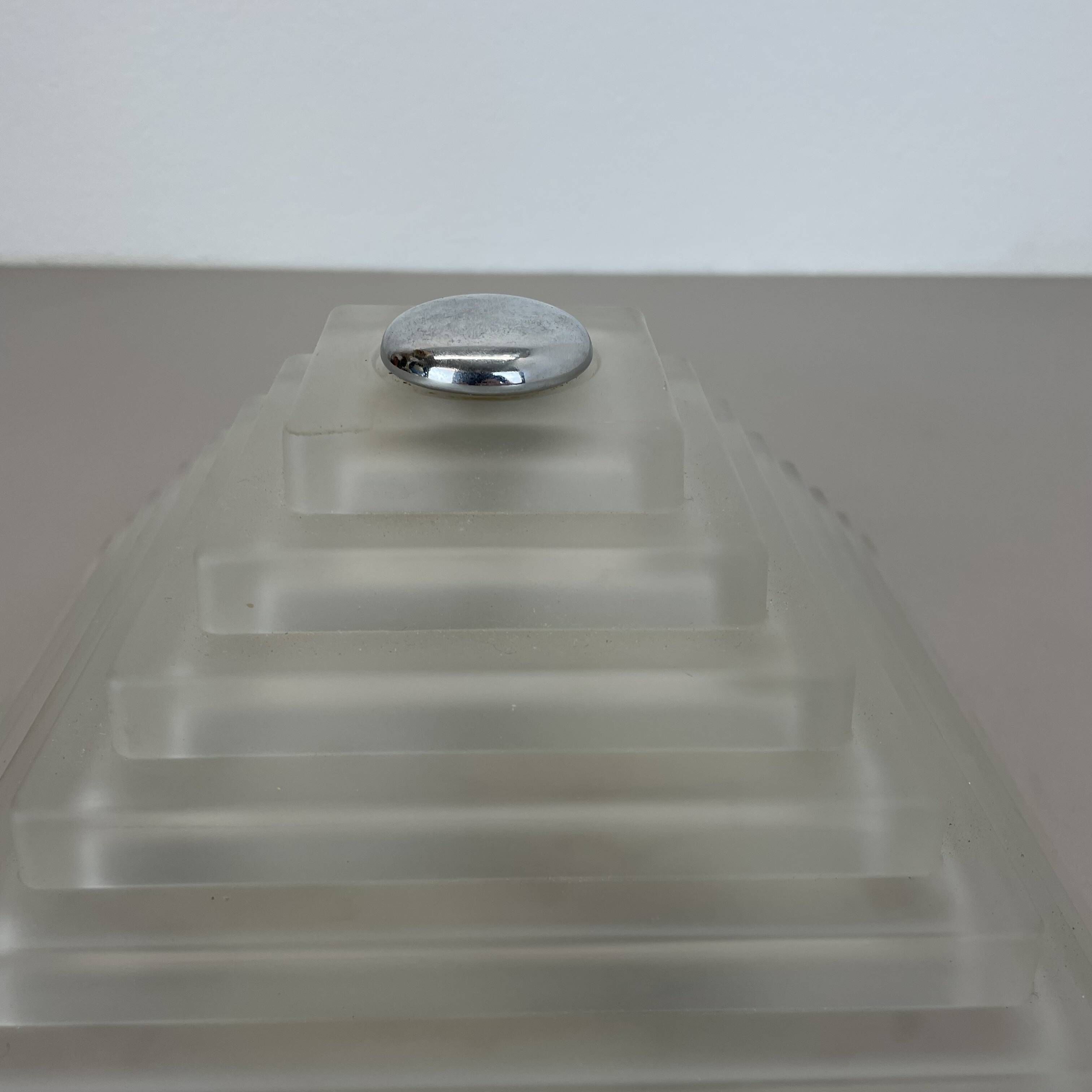 Cubic satin white glass wall light by glashütte limburg attrib., germany 1980s