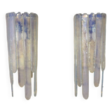 1 x Wall lamp by Carlo Nason for Mazzega, Cascade, Ice Blue, 1970s
