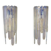 1 x Wall lamp by Carlo Nason for Mazzega, Cascade, Ice Blue, 1970s