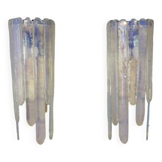 1 x Wall lamp by Carlo Nason for Mazzega, Cascade, Ice Blue, 1970s