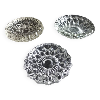 Set of three vintage glass ashtrays