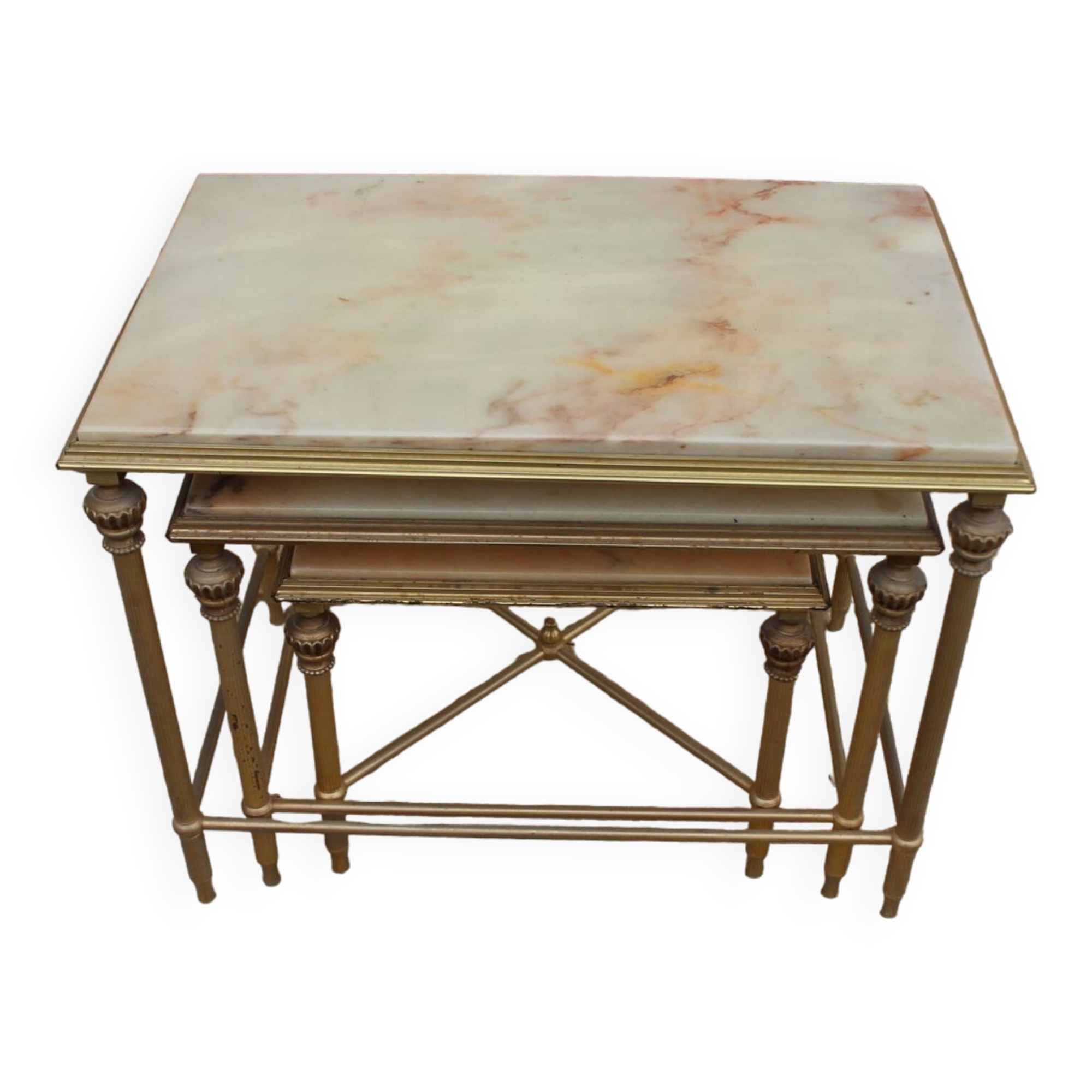 brass and onyx nesting table