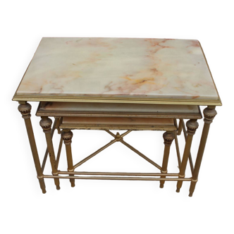 table gigogne laiton et onyx