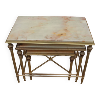 brass and onyx nesting table