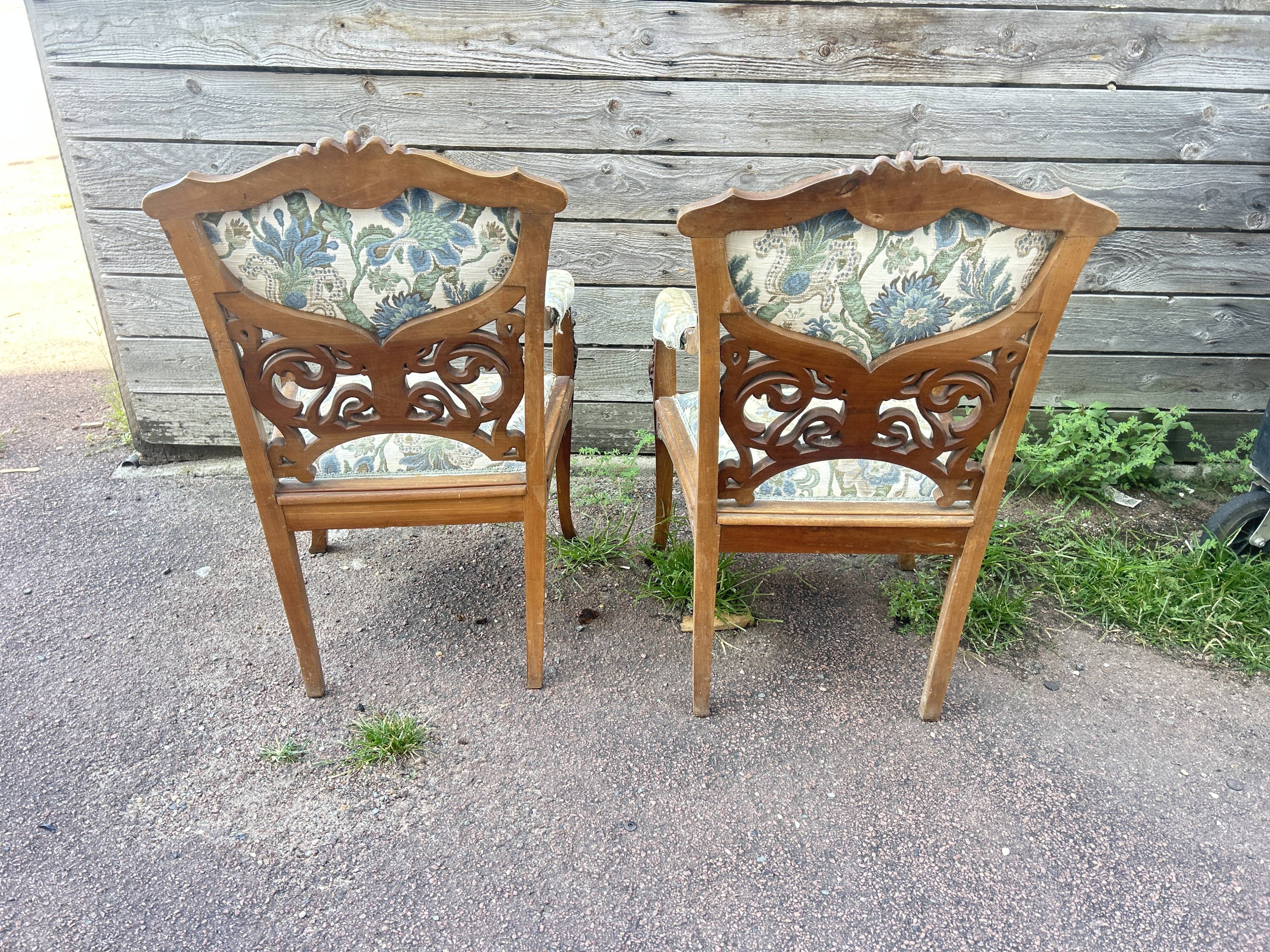 Paire de fauteuils et paire de chaises Art Nouveau