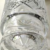 Vintage Bohemian crystal vase, sophisticated, geometric star patterns, high 25 cm