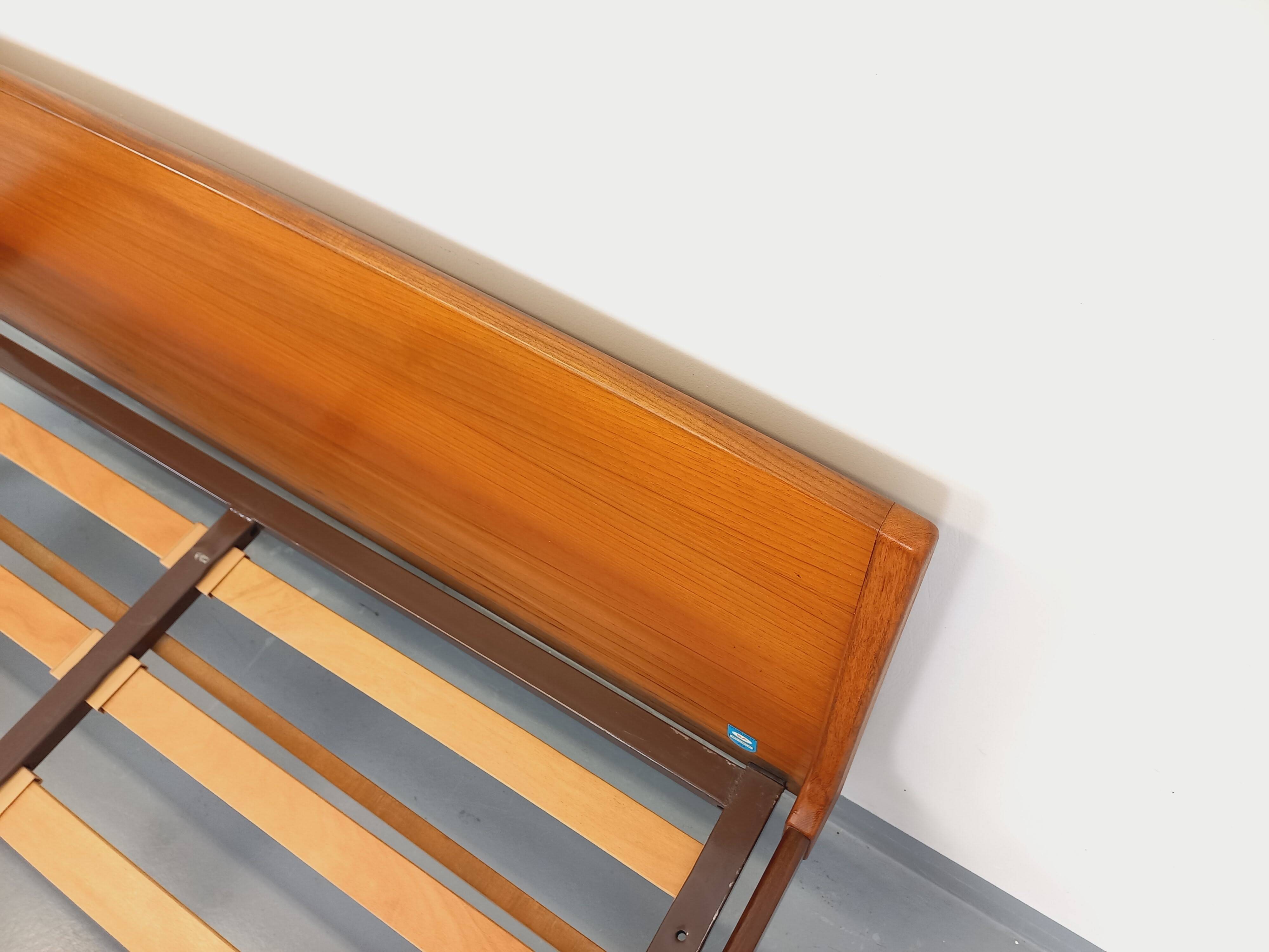 Carlström & Co vintage Scandinavian teak double bed from the 1960s