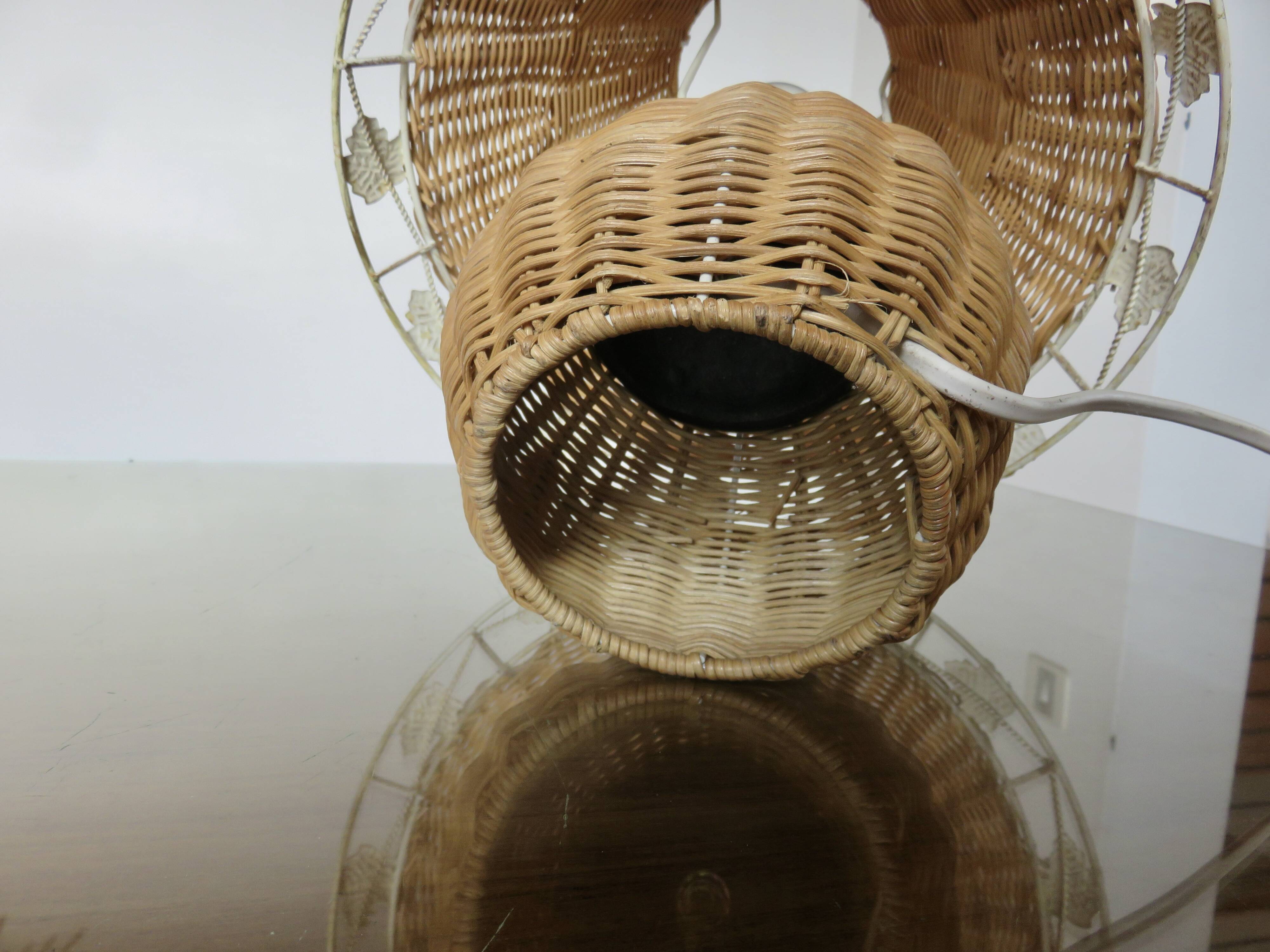 Pair of rattan lamps, 1980s