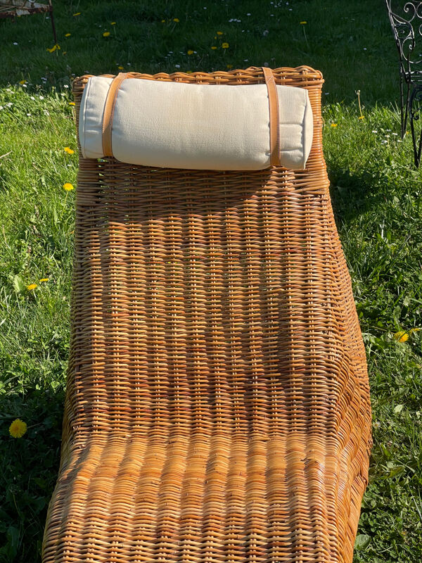 Chaise longue rotin