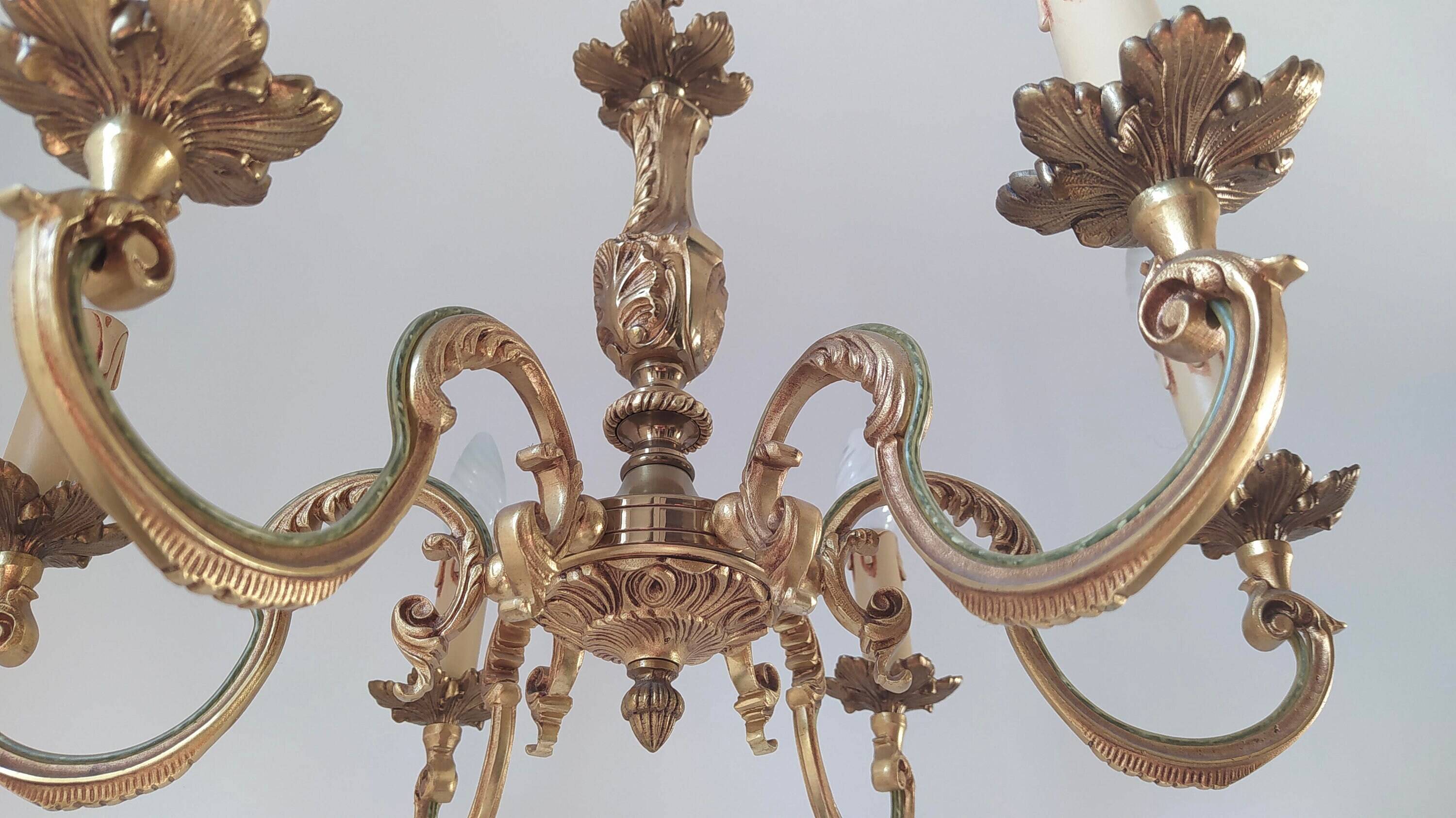 Genuine bronze lustre Lucien Gau Paris 6 lights 1960s