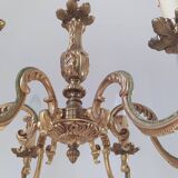 Genuine bronze chandelier Lucien Gau Paris 6 lights from the 60s