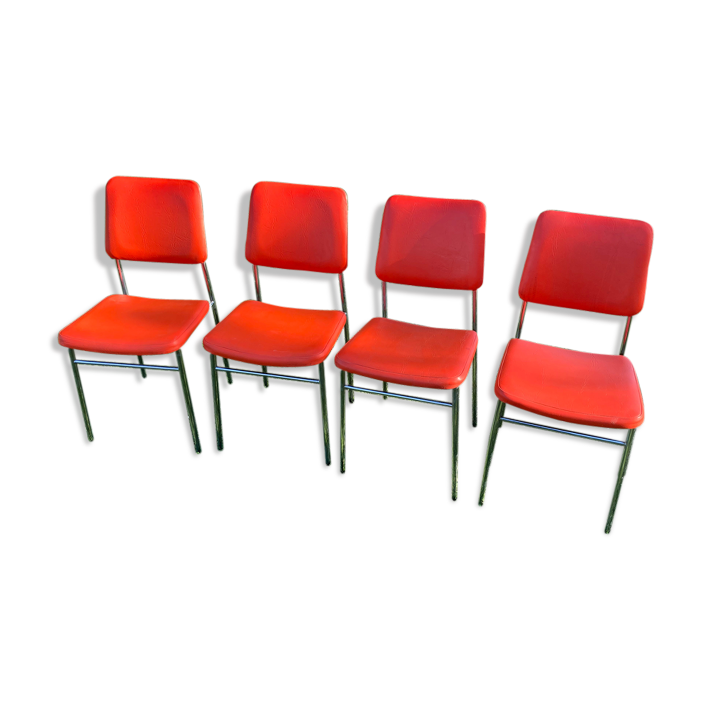Series of 4 vintage orange chairs