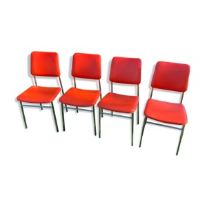 Série de 4 chaises vintage orange