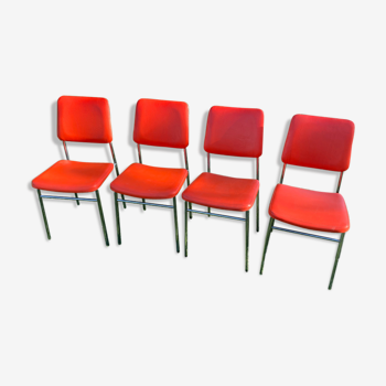 Series of 4 vintage orange chairs