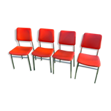 Série de 4 chaises vintage orange