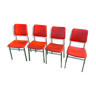 Série de 4 chaises vintage orange
