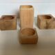 Set of four scandinavian wooden candle holders