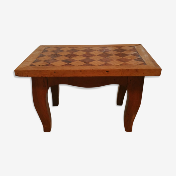 Tabouret damier bois massif ou repose pieds