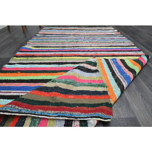 Vintage Turkish Oushak handmade wool cotton beige kilim runner 148x276