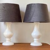 Pair of Vintage Alabaster Stone Lamps