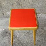 Square Baumann stool from 1970 in red skai