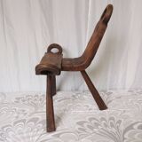 Brutalist tripod chairs in solid wood