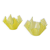 Paire de coupes "Gingham" Chance Brothers carreaux jaune bords ondulés