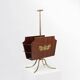 Magazine Rack with Messing Decorations and Feet, France ca. 1950