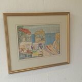 Aquarelle "Tibériade" d'Anna Weingrün-Lieblich (1904-1994).