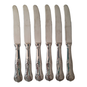 Set of 6 silver metal knives