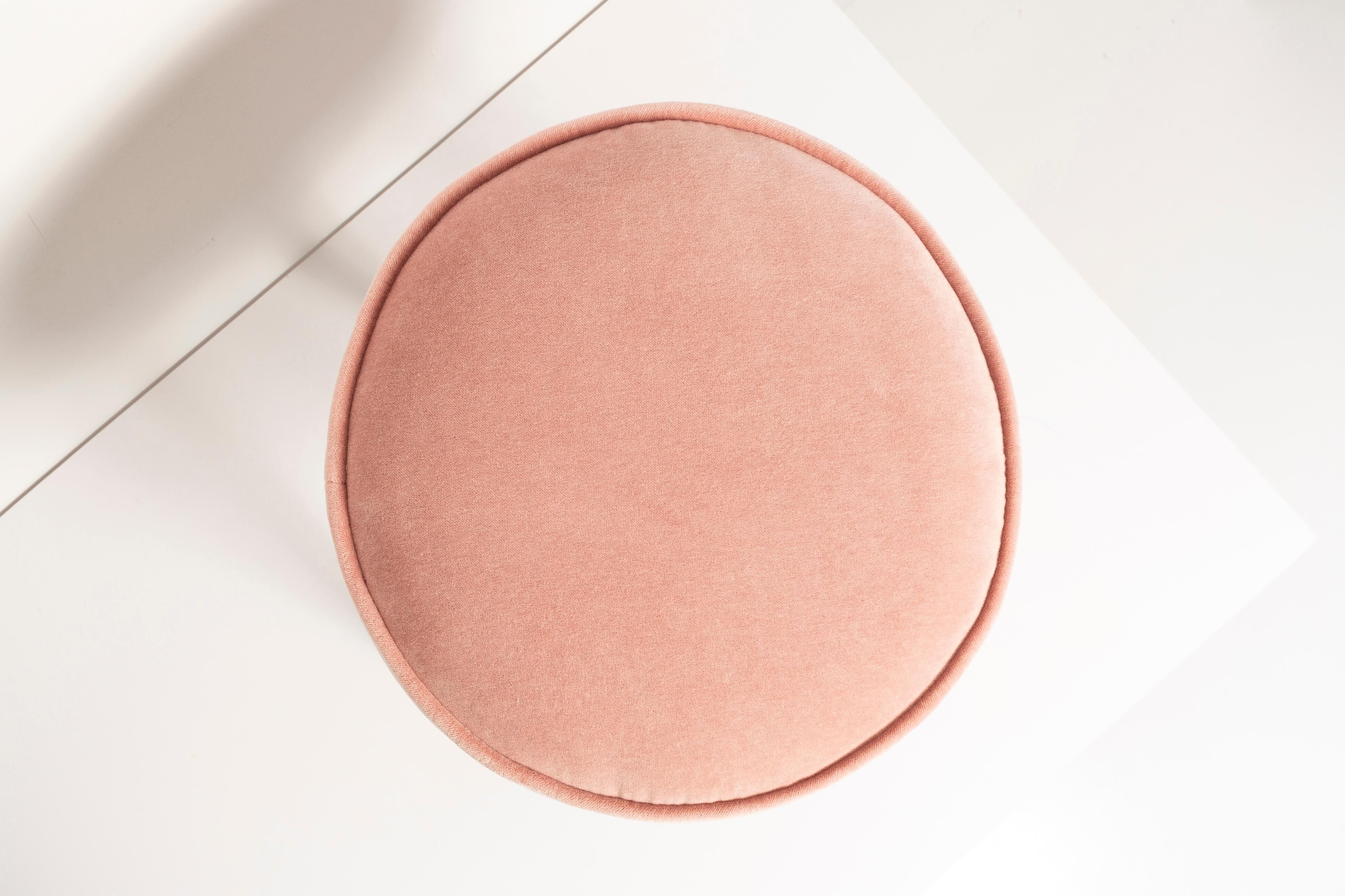 Set of two baby pink velvet stools, mid-century, Europe, 1960s.